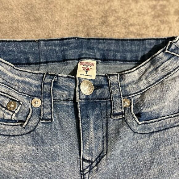 True Religion Girls Blue Denim Jeans Skinny Wash Distressed Size 7 (F6) - Picture 12 of 12